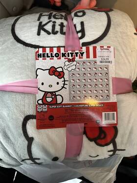 Sanrio 032281786052 New Hello Kitty Gray Super Soft Plush Blanket 90 Inch X Full/queen Size