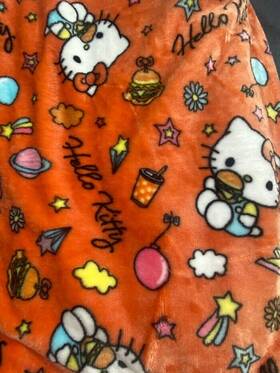 Sanrio 190604856766 Hello Kitty Cloud Throw Orange Soft Varsity Blanket 60 Inch X 70 New