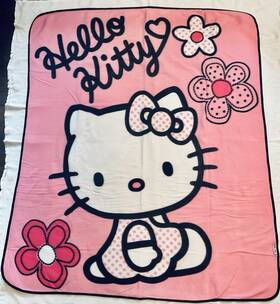 F3301471 Sanrio Hello Kitty Pink Polka Dot Bow Soft Throw Blanket 50 Inch X 60
