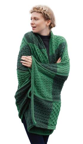 Saol 397218003721 100% Merino Wool Irish Knitted Blanket Couch/throw Patchwork Intarsia Design