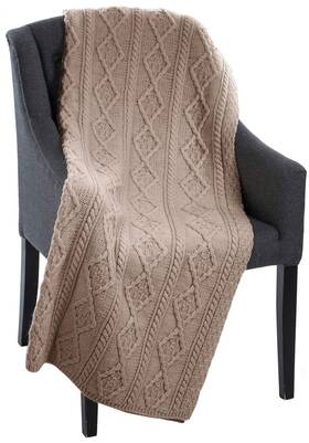Saol 397218008795 100% Merino Wool - Aran Knit Couch Throw Blanket 40 Inch X 60 102 152 Cm Sk