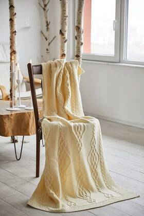 Saol 397218019029 Wool Blanket Aran Celtic Throw