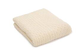 Mt124 Saol King Size Bed Throw Blanket Irish Aran Soft Merino Wool 92x78 Inches Natural