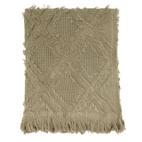 Saro Lifestyle 789323415974 Fringe Waffle Weave Throw Blanket