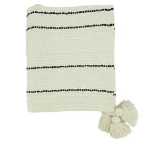 Saro Lifestyle 789323429346 Stripe Chunky Tassel Throw
