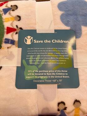 102877 Save The Children Decorative Throw 60 Inch X 70 New