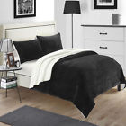 Sb1562-cn Chic Home Evie Plush Microsuede Sherpa Lined Black 840444181398