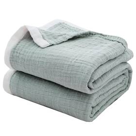 Se Softexly 791809125055 Cotton Muslin Blankets 4-layer Linen Texture For Bed Couch Thermal B