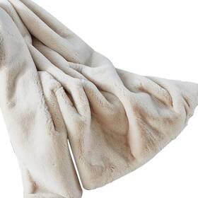 B-b00003 Seafuloy Beige Faux Fur Throw Blanket 50 Inch X 60 Cozy Plush For Couch