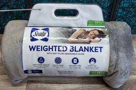 Seally 022415000673 Weighted 15 Lb Blanket Soft Gray Plush Removable Cover 48 Inch X 72 New