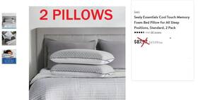 F01-00820-st0 Sealy 2-pk Essentials Cool Touch Memory Foam Bed Pillow All Sleep Standard