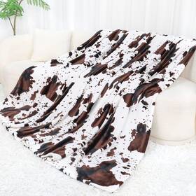 Seegu 733611846358 Flannel Fleece Cow Print Blanket Twin Size Super Soft Cozy Plush