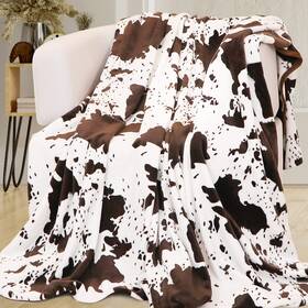Seegu 733611847027 Cow Print Blanket For Couch And Bed - Fuzzy Fleece Soft Blankets Throws Br