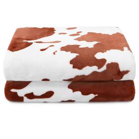 Cow-01 Seegu Cow Print Flannel Fleece Throw Blanket For Couch Bed Travel