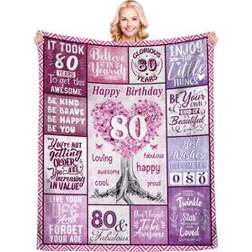 Srt-nv01 Seonzvk 80th Birthday Gifts Blanket 60 Inch X50 Women 80 Year Old Decorations Ideas