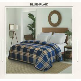 Serafina 654170884603 Plaid Blanket Blue And Soft Yellow - King Size Perfect For Winter