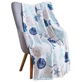 Serafina Home 196210006632 Ocean Life Coastal Throw Blanket Soft Plush Velvet Fleece Calming Hues Of Blues