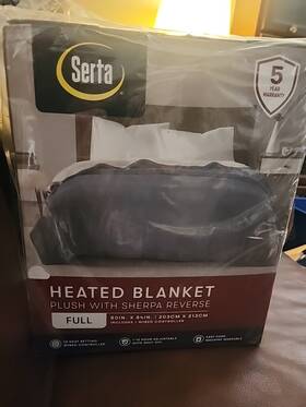 Serta 022164420746 Heated Blanket -nwt Reversible Plush With Sherpa 80 Inch X84 Full Size Gray