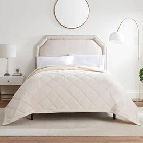 Serta 081806525645 Down Alt Quilt-stitched Fiber Fill Alternative Blanket Twin Ivory