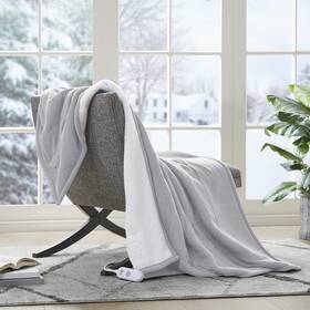 Serta 086569542441 Heated Throw Blanket - Reversible Fleece To Sherpa Electric Fast Hea