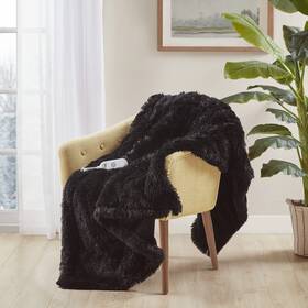Serta 086569542588 Mila Shaggy Heated Throw Blanket - Soft Faux Fur Fast Heating