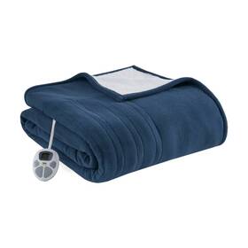 83686723 Serta Full Fleece To Sherpa Electric Heated Bed Blanket Blue