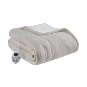 83686747 Serta Twin Fleece To Sherpa Electric Bed Blanket Tan