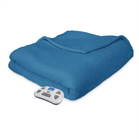 Serta Comfort Plush Electric Heated Warming Blanket Twin Sand