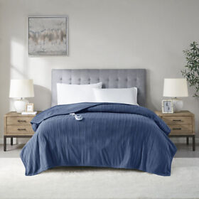 St54-0173 Serta Polyester And Cotton Tri-rib Fleece Heated Blanket