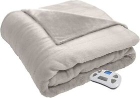 Serta Silky Plush Electric Heated Warming Blanket Twin Ivory
