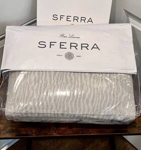 4308 Sferra 780870733511 854 Ondate Bluefin King Coverlet Italian Spun Textured Cotton