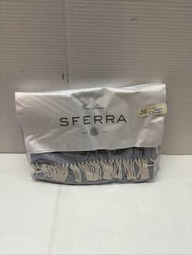 9701-cad Sferra Celine Herringbone 100% Cotton Throw Blanket Color Cadet New
