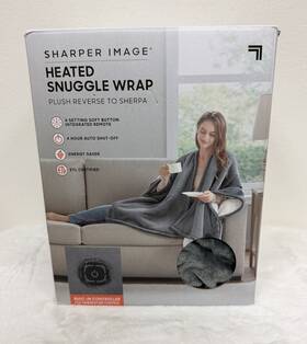 Sharper Image 022164437836 Heated Fleece Snuggle Wrap Throw Blanket Christmas Gift