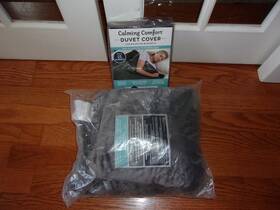 Sharper Image 740275050248 Calming Comfort Weighted Blanket Queen - Gray And Cover 2pc