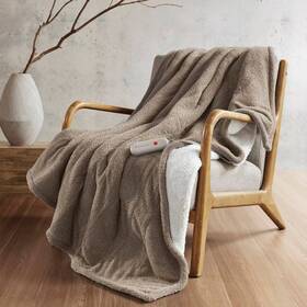 93487061 Sharper Image 50 Inch X60 Arden Dream Soft Heated Throw Brown