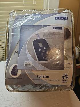 Shavel 718498953912 Electric Blanket Full Size Gray Microflannel New
