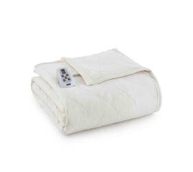Shavel Home Products 718498104055 Micro Flannel Solid Electric Heated Blanket Full Size Ivory