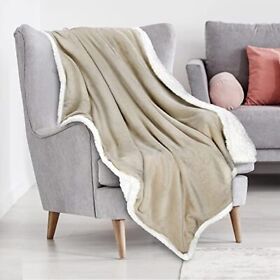Sherpa Plush Throw Blanket Camel Size 50inch X 60inch Bedding Fleece