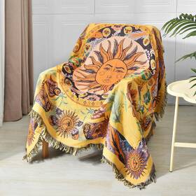 Amcabk02-04 Shesyuki Boho Throw Blanket Reversible Cotton Bohemian Tapestry Hippie Room Decor Outd