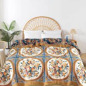 B0d66x36kx Shesyuki Boho Throw Blanket For Bed - 100 Pure Cotton Ultra Soft Rustic Quilt