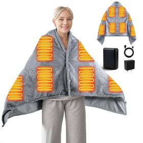 Shinehome 748743508048 Heated Blanket Battery Cordless Shawl - Gray
