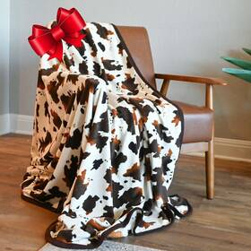 Shop Lc Delivering Joy 686010782657 Homesmart Brown Cow Print Blanket Warm And Cozy Soft Fuzzy Fleece Throw Gifts