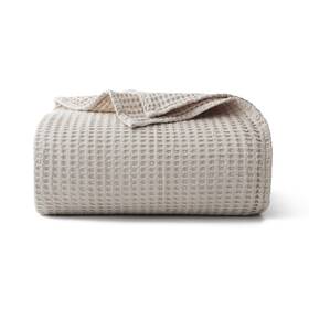 Shunjie.home 955177966106 100% Cotton Waffle Blanket Khaki - King Size 104 90ftft Pre-washed And Anti
