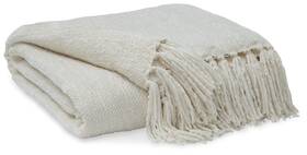 Signature Design By Ashley 024052830859 Tamish Contemporary Throw With Knotted Fringe Cream