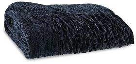 Signature Design By Ashley 024052843279 Tamish Casual 50 Inch X 60 Woven Textured And Knotted Fringe Throw Blue