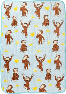 Cur7012a Silver Buffalo Curious George Monkey Banana 45 Inch X 60 Fleece Throw Soft And Coz