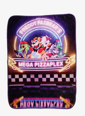 Fnf90325 Silver Buffalo Five Nights At Freddys Mega Pizzaplex Fleece Throw Blanket 50 X 60 New