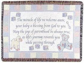 7379626 Simply Home New Baby Welcome Poem Celebration Afghan Throw Blanket 40 Inch X 50