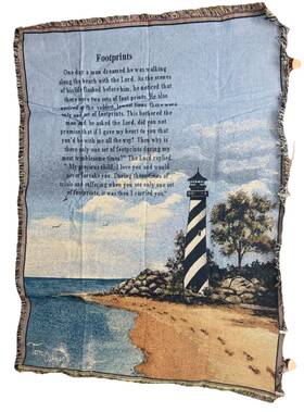 Simplyhome 009312673674 Simply Home Saying Of Footprints Lighthouse Afghan Throw Blanket 72 X 54