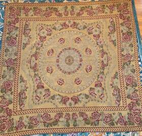 Sisilia 095955110386 Cotton Chenille Throw Rose Floral Motif Francesca Amber 56x56 Inch Tapestry